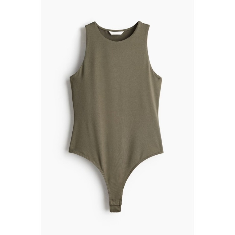 Forever 21 Olive Green Racerback Bodysuit Tank Top Sleeveless, NWT - Size L